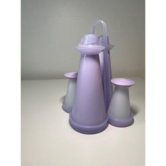 Vintage Tupperware Lilac Condiment Set With Carrier - Picture 2 of 6